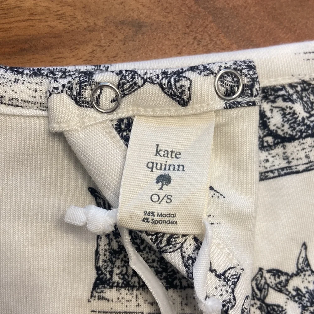 Kate Quinn cream & black baby bib organic bandana bunnies one size baby